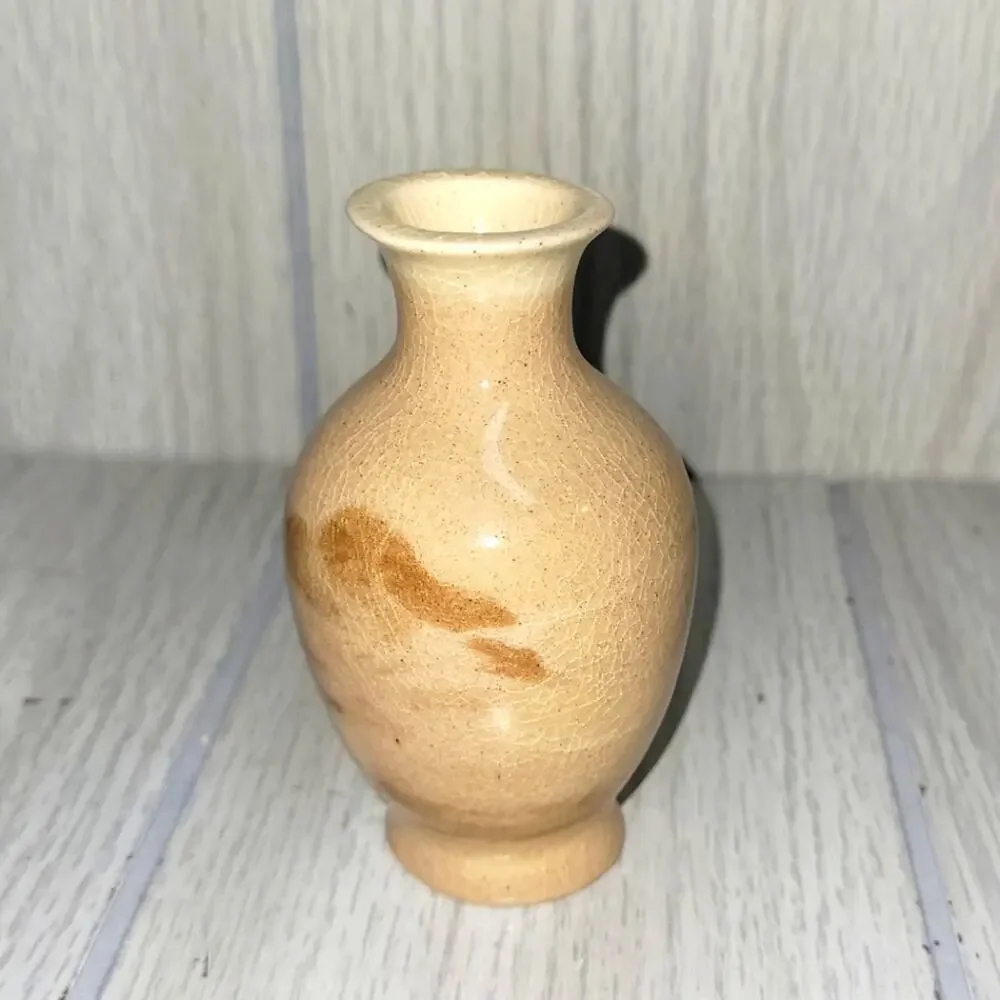 Sevierville Pottery Tennessee USA Tan Ceramic Vase Miniature 4